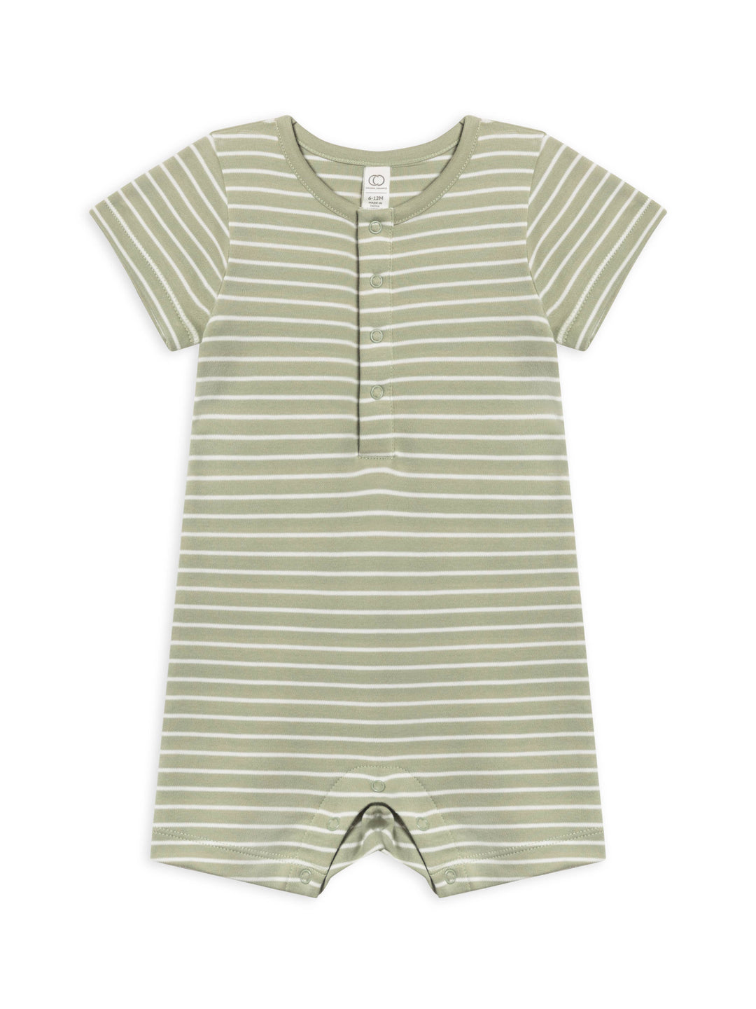 Organic Baby Mason Short Sleeve Romper - Davis Stripe / Mint