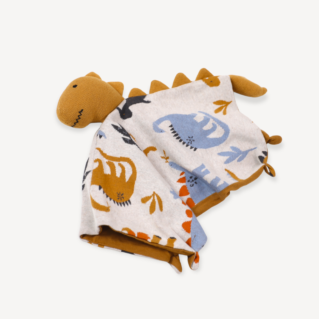 Viverano Organics - Dino Jacquard Knit Baby Blanket & Lovey Gift SET (Organic)