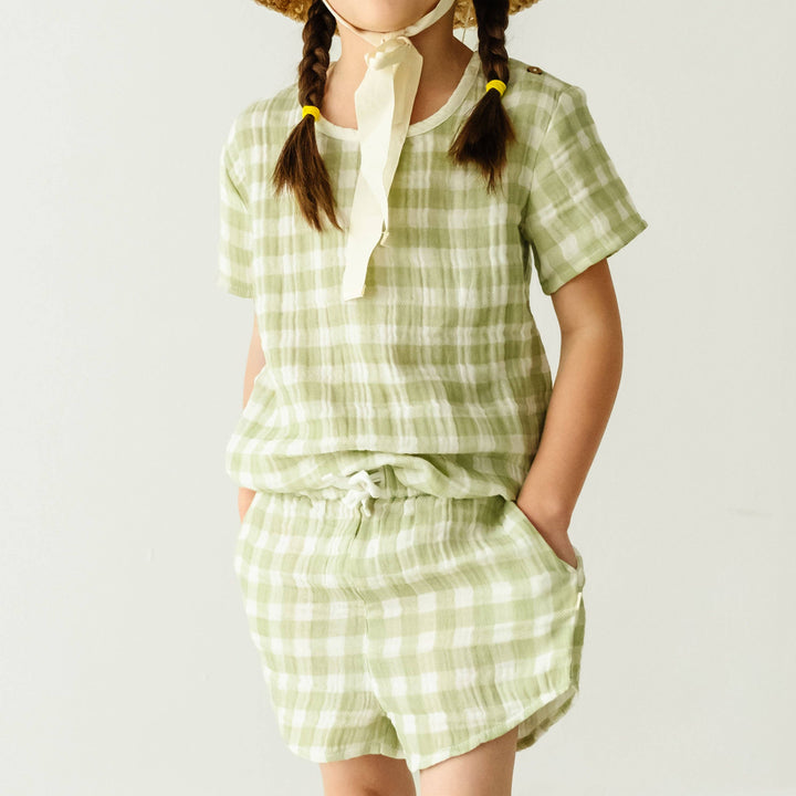 Organic Top and Shorts 2 Piece Set - Gingham