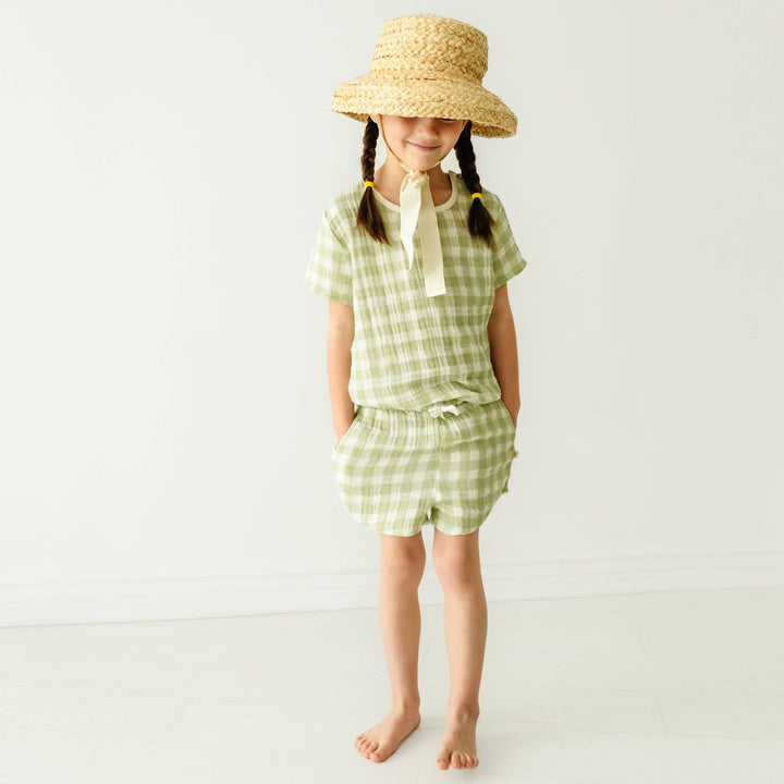 Organic Top and Shorts 2 Piece Set - Gingham