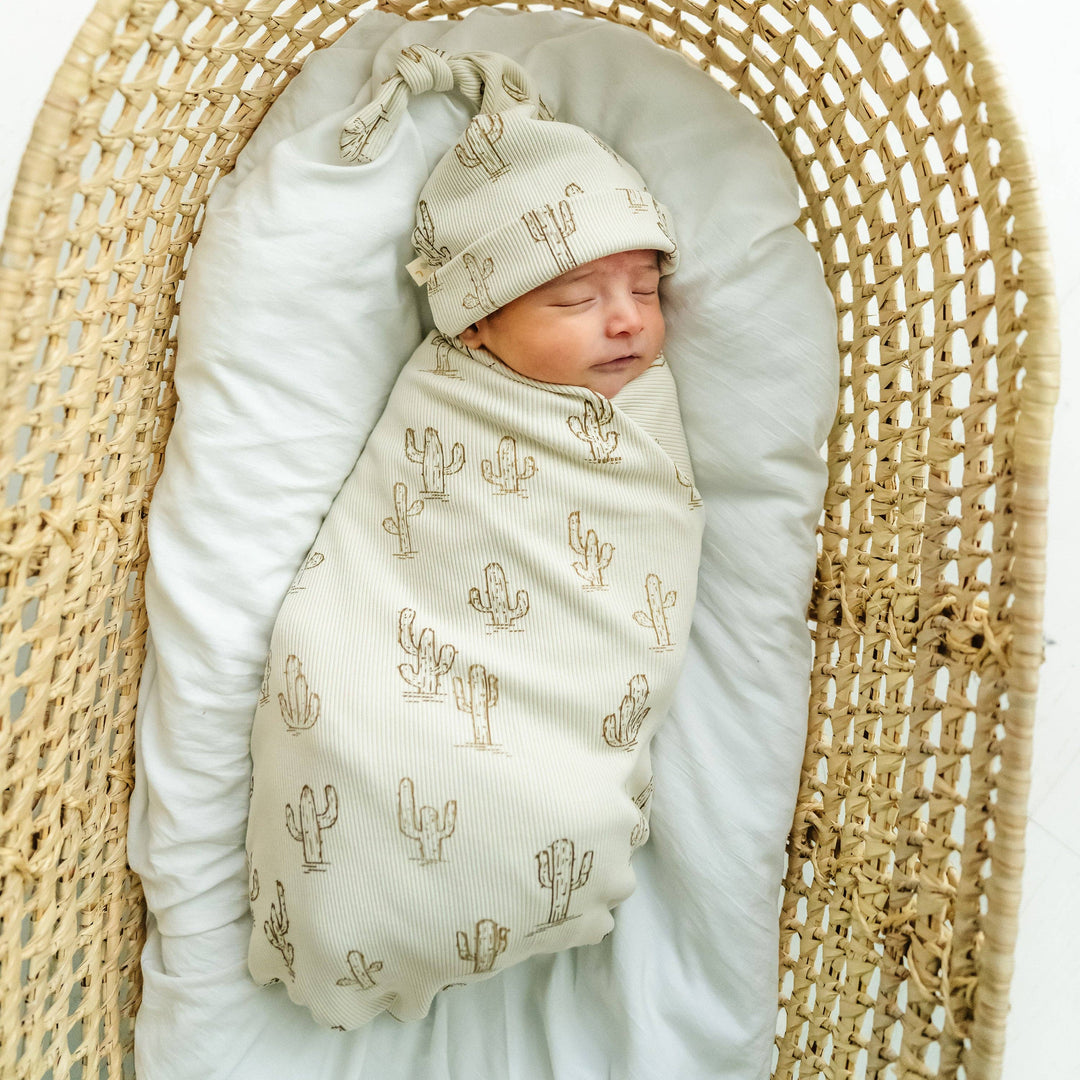 Organic Swaddle Blanket Hat Cactus 40