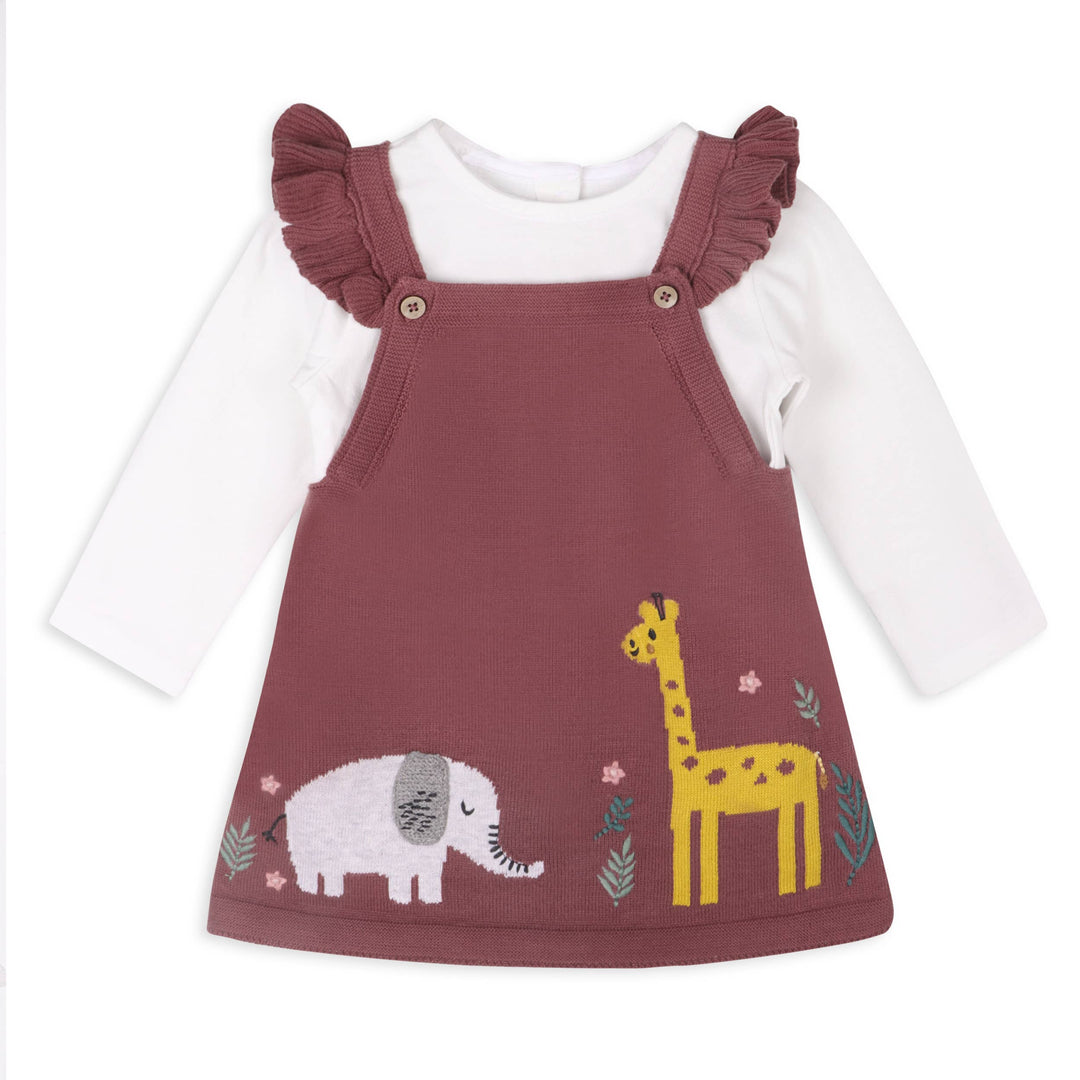 Viverano Organics - Giraffe Elephant Buddy Organic Baby Tunic Dress & Bodysuit: Berry