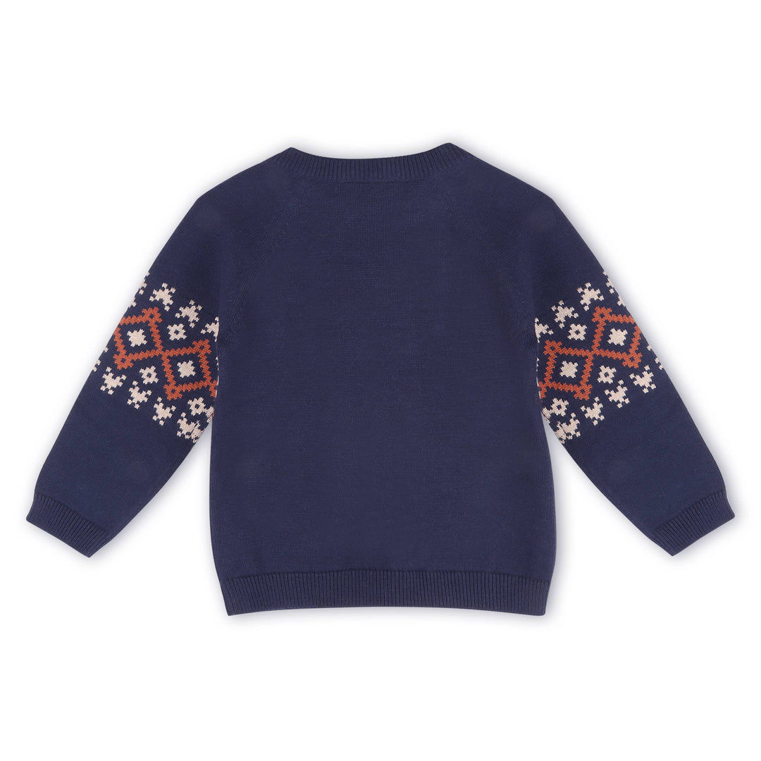 Viverano Organics - Fair Isle Raglan Sleeve Baby Pullover Sweater (Organic): Navy Blue