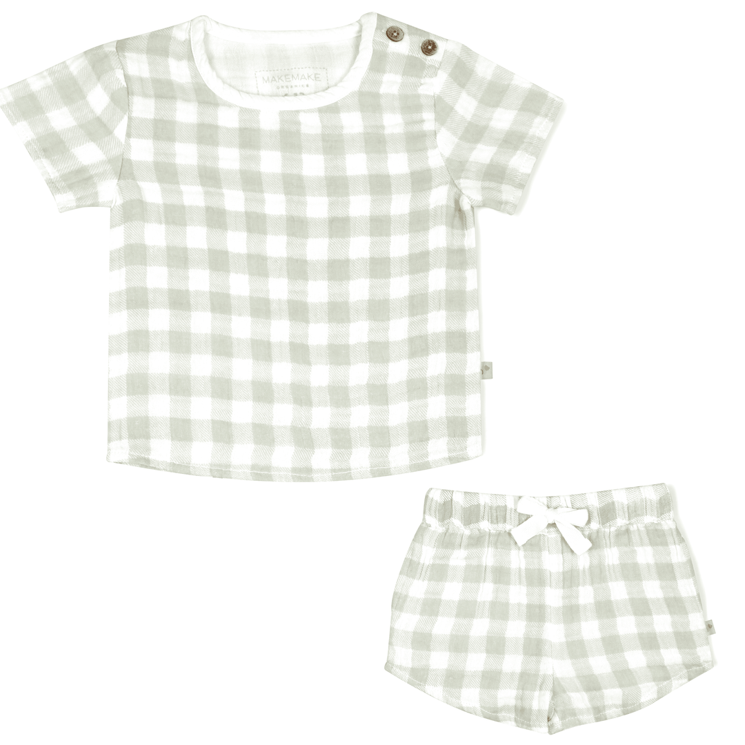 Organic Top and Shorts 2 Piece Set - Gingham