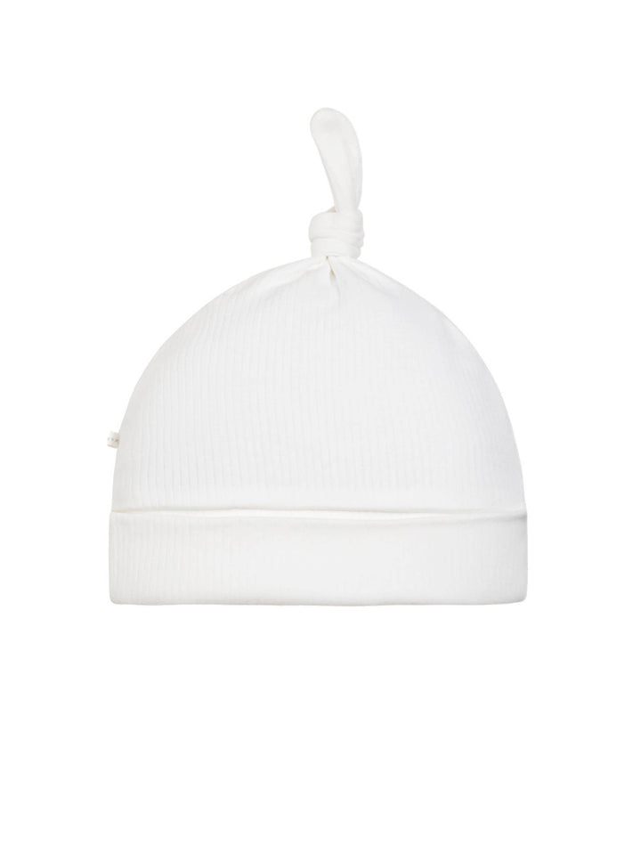 Under the Nile - Drop Needle - Knot Top Beanie - Organic White