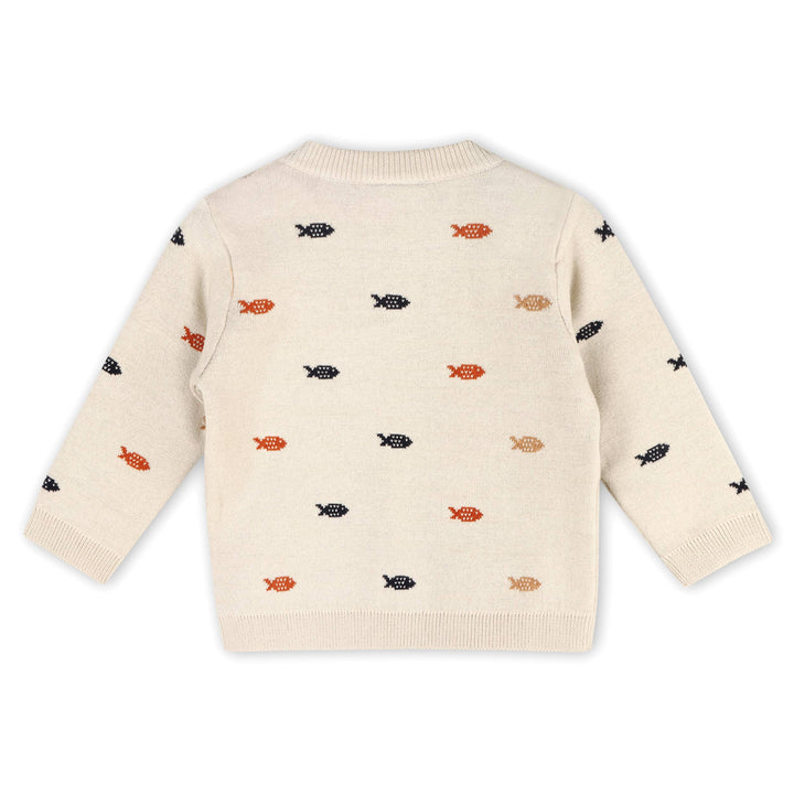 Viverano Organics - Fishes Jacquard Knit Baby Pullover Sweater (Organic Cotton)